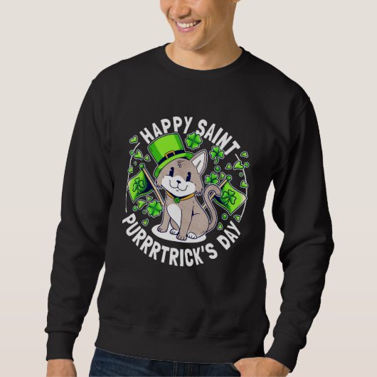 Cat St Patricks Day Kitten I Purrrtrick s Day スウェットシャツ (正面)
