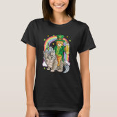 Cat St Patricks Day Leprechaun Riding Caticorn Uni Tシャツ (正面)