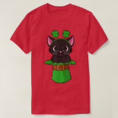 Cat St Patricks Day Leprechaun Shamrock Kitten Gir Tシャツ (デザイン正面)