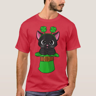 Cat St Patricks Day Leprechaun Shamrock Kitten Gir Tシャツ