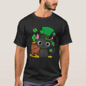 Cat St Patricks Day Leprechaun Shamrock Kitten Gir Tシャツ (正面)