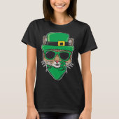 Cat St Patricks Day Shamrock Sunglasses Irish Pats Tシャツ (正面)