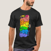 Cat Stack Rainbow Gay Pride Cute LGBT Animal Pet Tシャツ (正面)