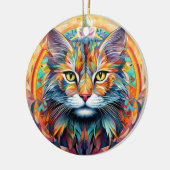 Cat Stained Glass Ceramic Tree Decoration セラミックオーナメント (左)