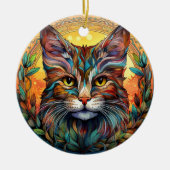 Cat Stained Glass Ceramic Tree Decoration セラミックオーナメント (正面)