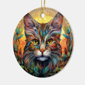 Cat Stained Glass Ceramic Tree Decoration セラミックオーナメント (左)