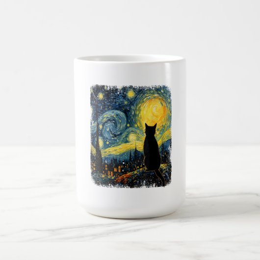 Cat Starry Night Van Gogh Cat for Cat Lover Cat Mo コーヒーマグカップ (中央)