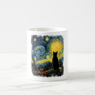 Cat Starry Night Van Gogh Cat for Cat Lover Cat Mo コーヒーマグカップ