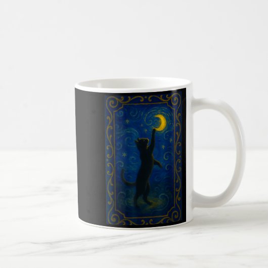 Cat Starry Night Van Gogh Cat Funny Cat Lover Mom  コーヒーマグカップ (右)