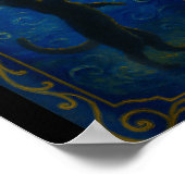 Cat Starry Night Van Gogh Cat Funny Cat Lover Mom ポスター (角)