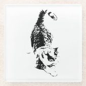 Cat Steps Through Fall Shadows ガラスコースター (正面)