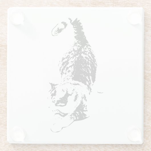 Cat Steps Through Fall Shadows ガラスコースター (裏面)