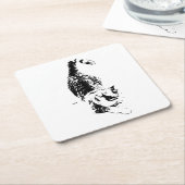 Cat Steps Through Fall Shadows スクエアペーパーコースター (アングル)