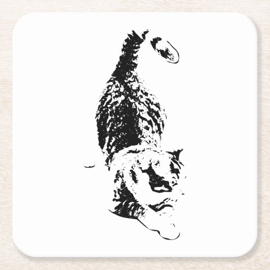 Cat Steps Through Fall Shadows スクエアペーパーコースター (正面)