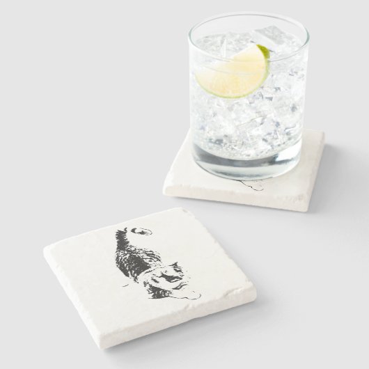 Cat Steps Through Fall Shadows ストーンコースター (横)