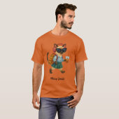 Cat Student Back to School Head phone bubble tea Tシャツ (正面フル)