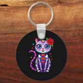 Cat Sugar Skull Cute Cat For Cat Lover Cat-m キーホルダー (正面)