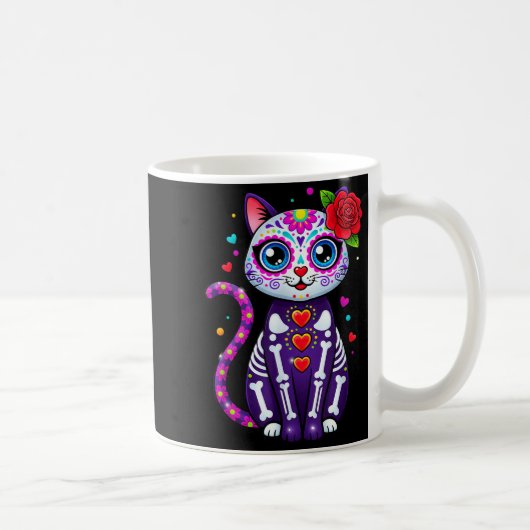 Cat Sugar Skull Cute Cat For Cat Lover Cat-m  コーヒーマグカップ (右)