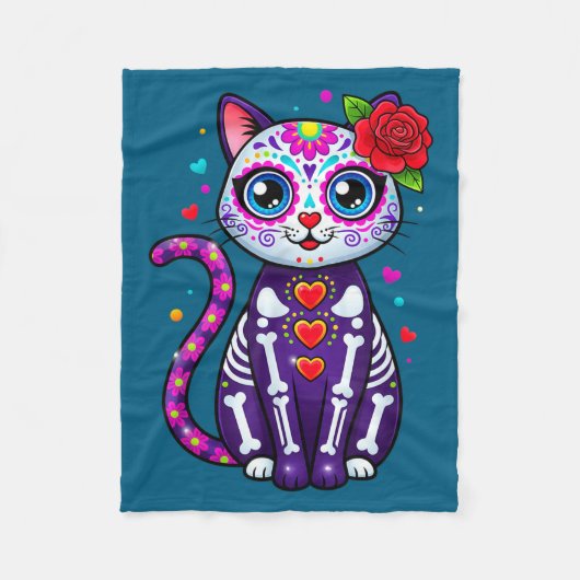 Cat Sugar Skull Cute Cat For Cat Lover Cat-m  フリースブランケット (正面)
