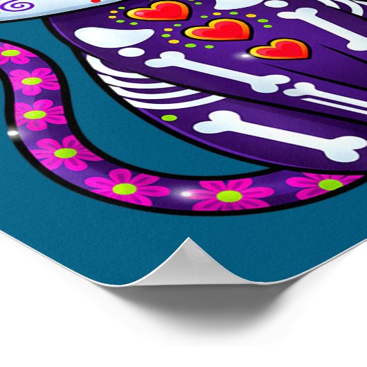 Cat Sugar Skull Cute Cat For Cat Lover Cat-m  ポスター (角)