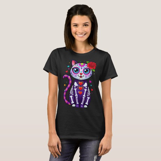 Cat Sugar Skull Cute Cat For Cat Lover Cat-m  Tシャツ (正面フル)