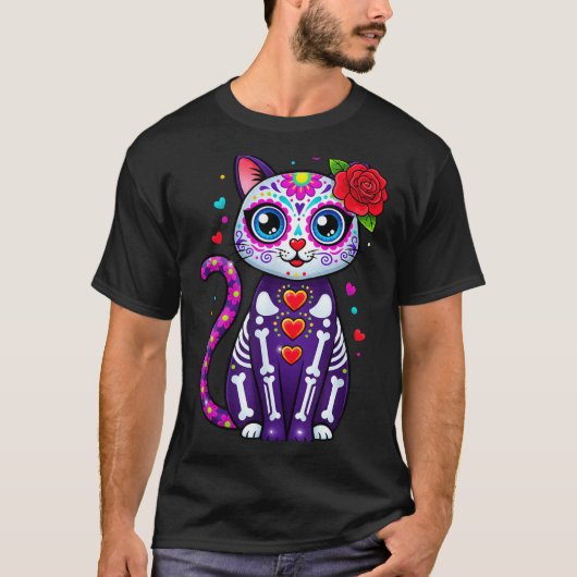 Cat Sugar Skull Cute Cat For Cat Lover Cat-m  Tシャツ (正面)