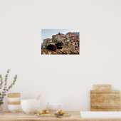Cat sunbathing on a wall - Valldemossa, Mallorca ポスター (キッチン)