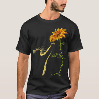 Cat Sunflower Gifts For Cat Lovers Cat Mom Cat Lad Tシャツ