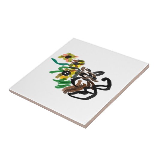 Cat sunflowers  タイル (側面)