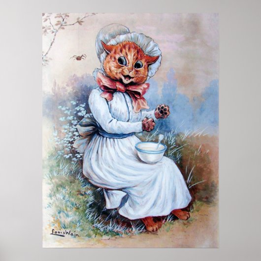 Cat Surprised by a Spider, Louis Wain ポスター (正面)