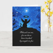 Cat Sympathy Angel Cat Looking at the Heavens カード (黄色い花)