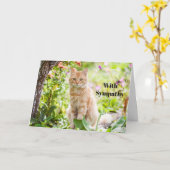 Cat Sympathy Card Personalized Pet Memorial  カード (黄色い花)