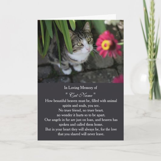 Cat Sympathy Card Personalized photo Pet Memorial カード (正面)