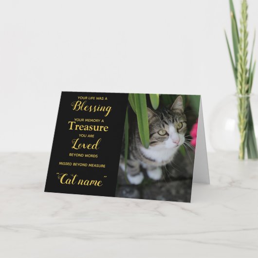 Cat Sympathy Card Personalized photo Pet Memorial カード (正面)
