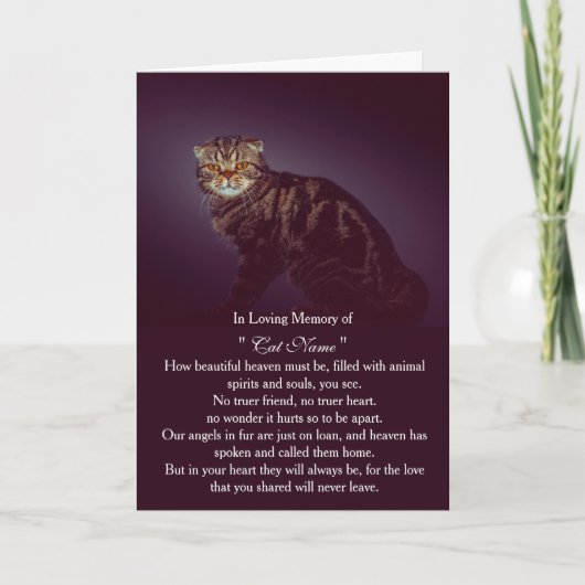 Cat Sympathy Card Personalized photo Pet Memorial カード (正面)