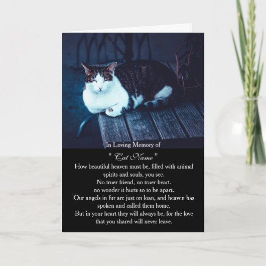 Cat Sympathy Card Personalized photo Pet Memorial カード (正面)