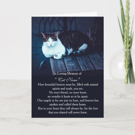 Cat Sympathy Card Personalized photo Pet Memorial カード (正面)