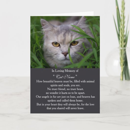 Cat Sympathy Card Personalized photo Pet Memorial カード (正面)
