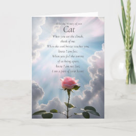 Cat Sympathy Pet Condolences Single Rose Spiritual カード