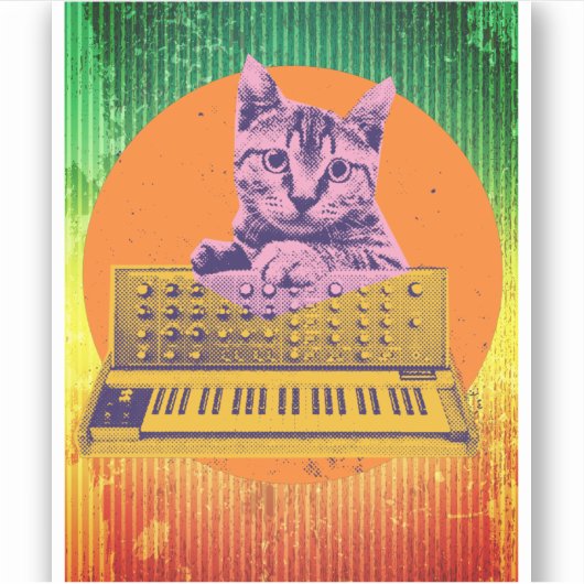Cat Synthesizer Music Producer シール (正面)