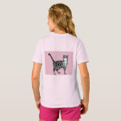 Cat Tabby Pastel Cats Girls Rose Pink Pets Tシャツ (裏面フル)