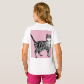 Cat Tabby Pastel Cats Girls Rose Pink Pets Tシャツ (裏面フル)