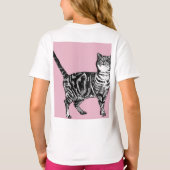 Cat Tabby Pastel Cats Girls Rose Pink Pets Tシャツ (裏面)