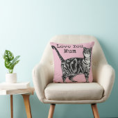 Cat Tabby Pastel Cats Rose Pink Love Mum Mother クッション (椅子)