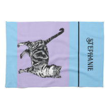 Cat Tabby Pastel Cats Womens Light Blue Purple