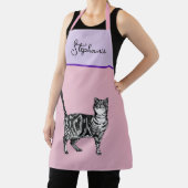 Cat Tabby Pastel Cats Womens Light Pink Lavander エプロン (インサイチュ)