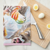 Cat Tabby Pastel Cats Womens Rose Pink Pets キッチンタオル (四つ折り)