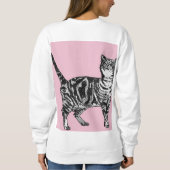 Cat Tabby Pastel Cats Womens Rose Pink Pets スウェットシャツ (裏面)