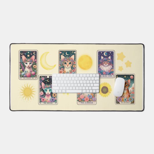 Cat Tarot Card Desk Mat デスクマット (キーボード&マウス)