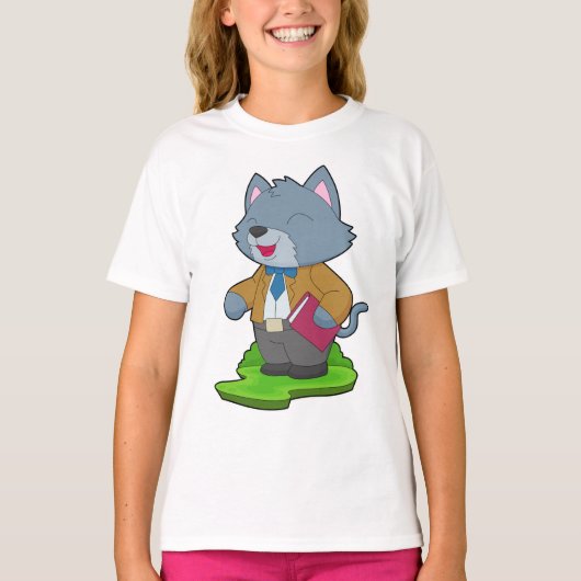 Cat Teacher Book School Tシャツ (正面)